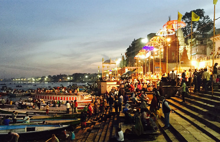 varanasi ghat in evening